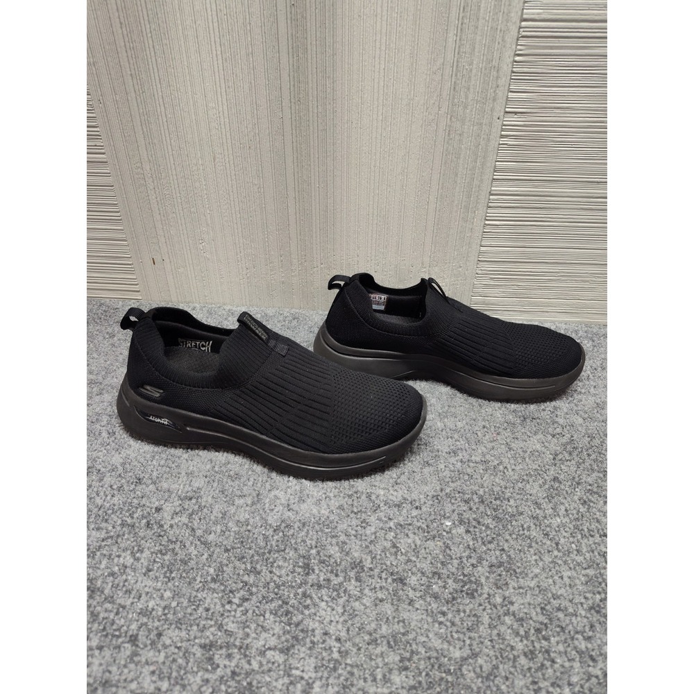 Skechers Women Sneaker Shoe 7 Black Air Cooled Knit Mesh Slip On Comfort Workout